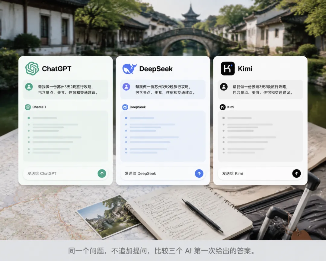 我用 3 个 AI 做了一次旅行攻略,结果差别有多大?