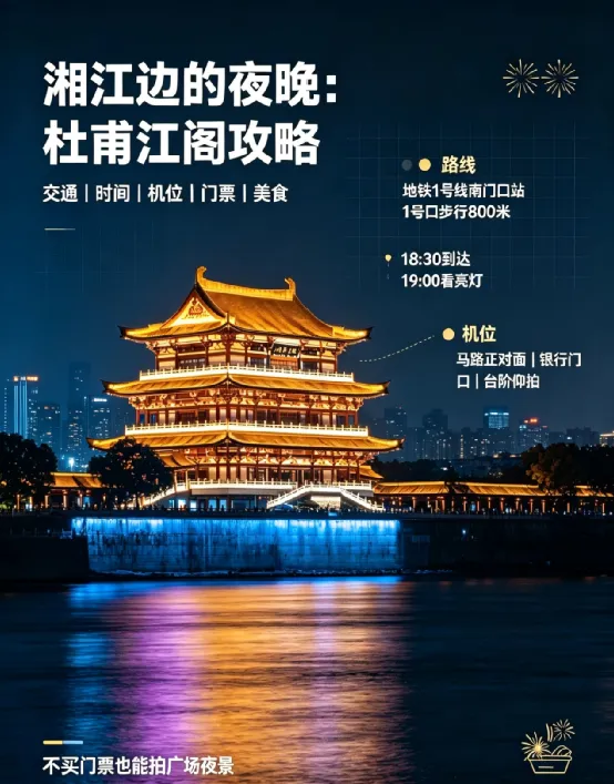 暑假来长沙旅游,必去的长沙杜甫江阁夜游速刷攻略(湖南红色旅游)