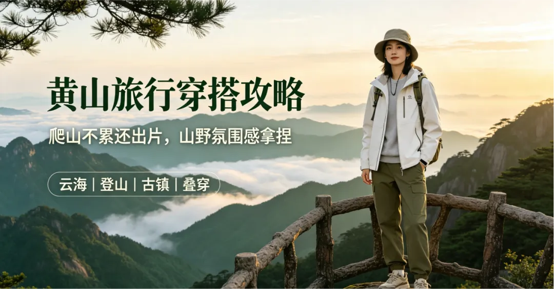 黄山旅行穿搭攻略/爬山不累还出片,山野氛围感拿捏