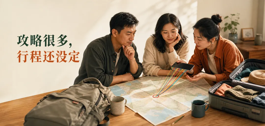 旅行攻略收藏了几十篇,出发前还是没人敢定行程