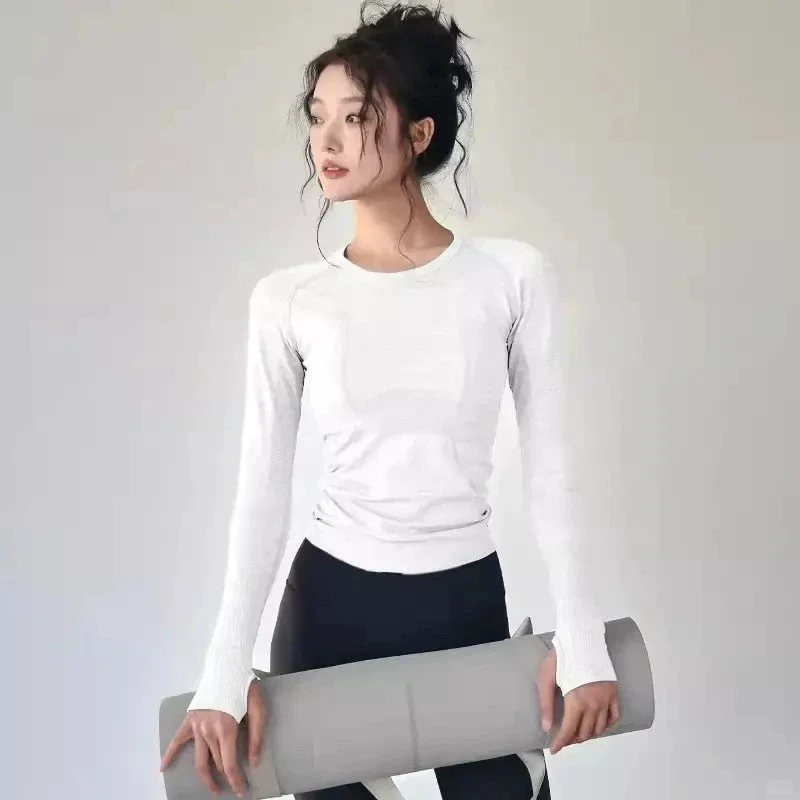 全新lulu运动上衣女秋冬款修身圆领速干瑜伽