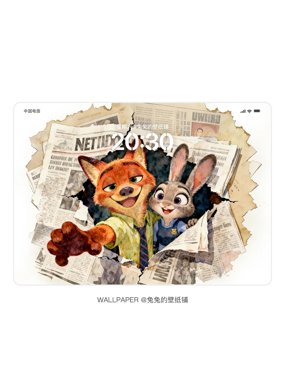 045 | 水彩风尼克和朱迪 | 平板壁纸