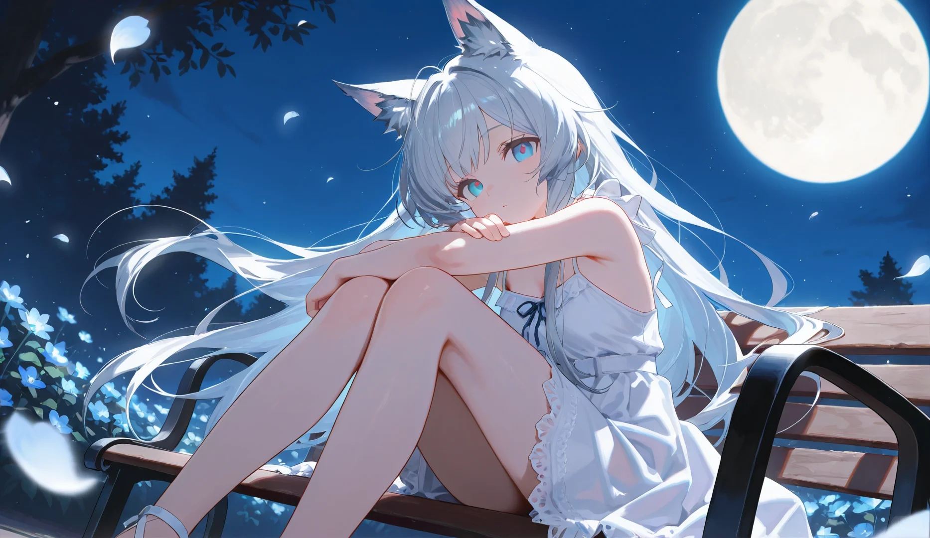 月色下的美少女