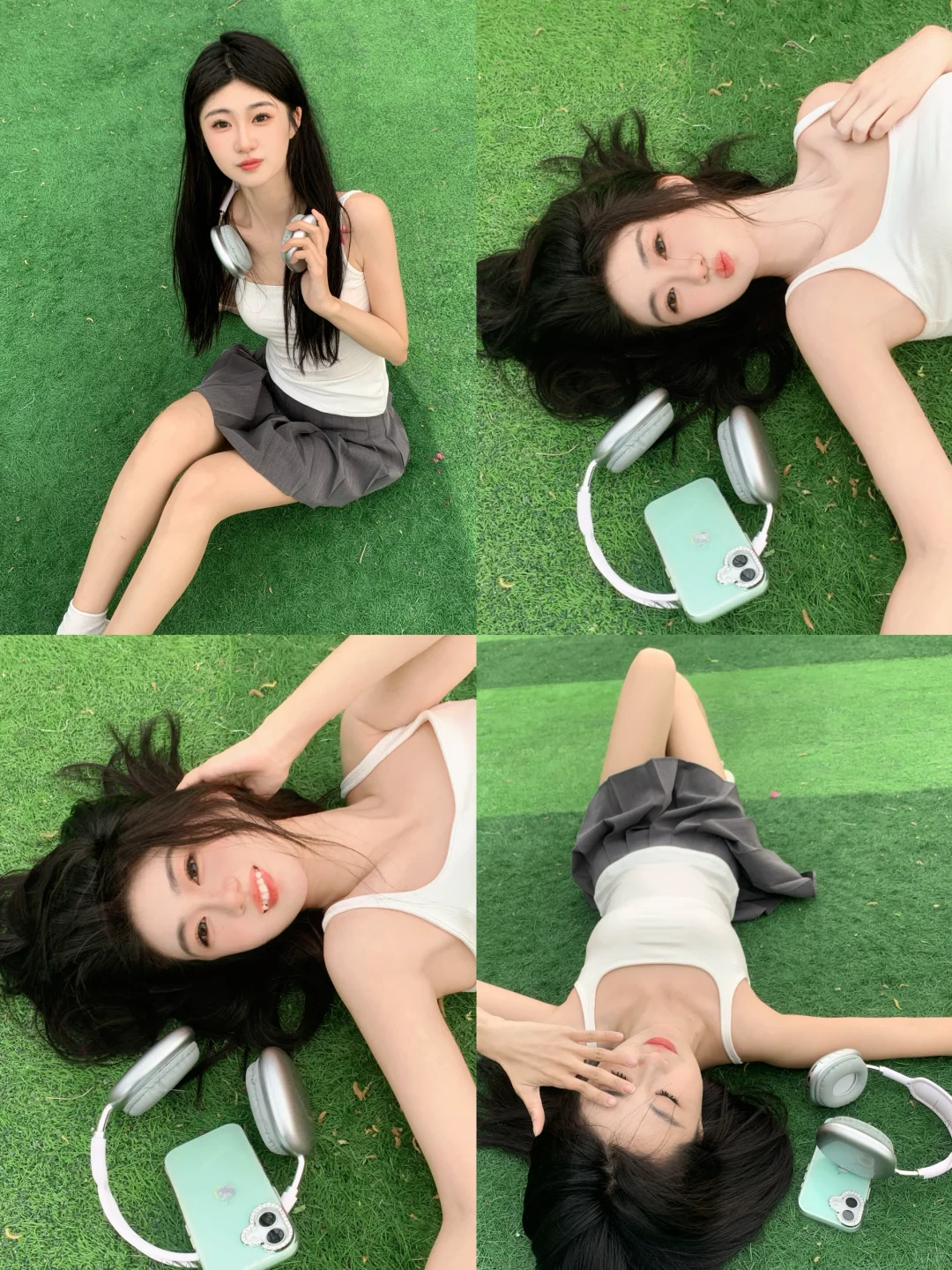：*-.超元气运动少女拍照姿势 草坪拍图