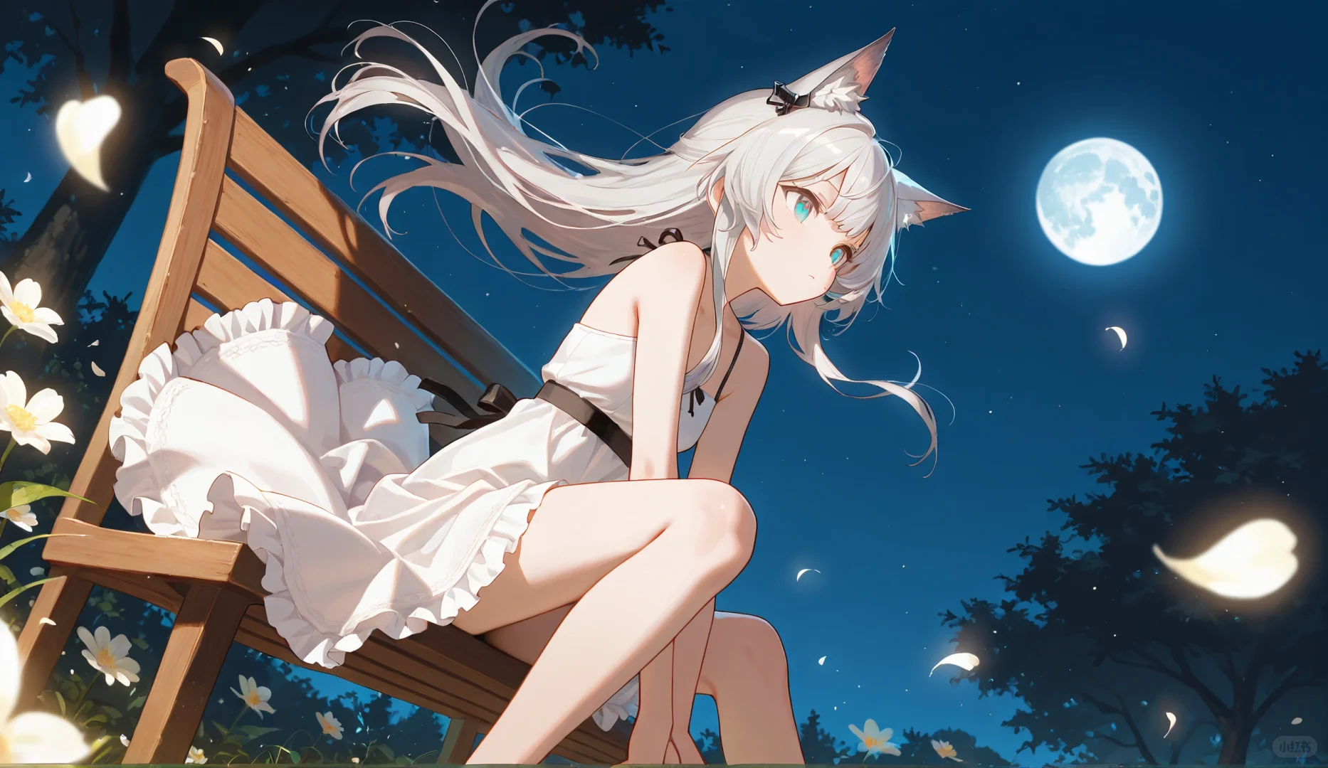 月色下的美少女