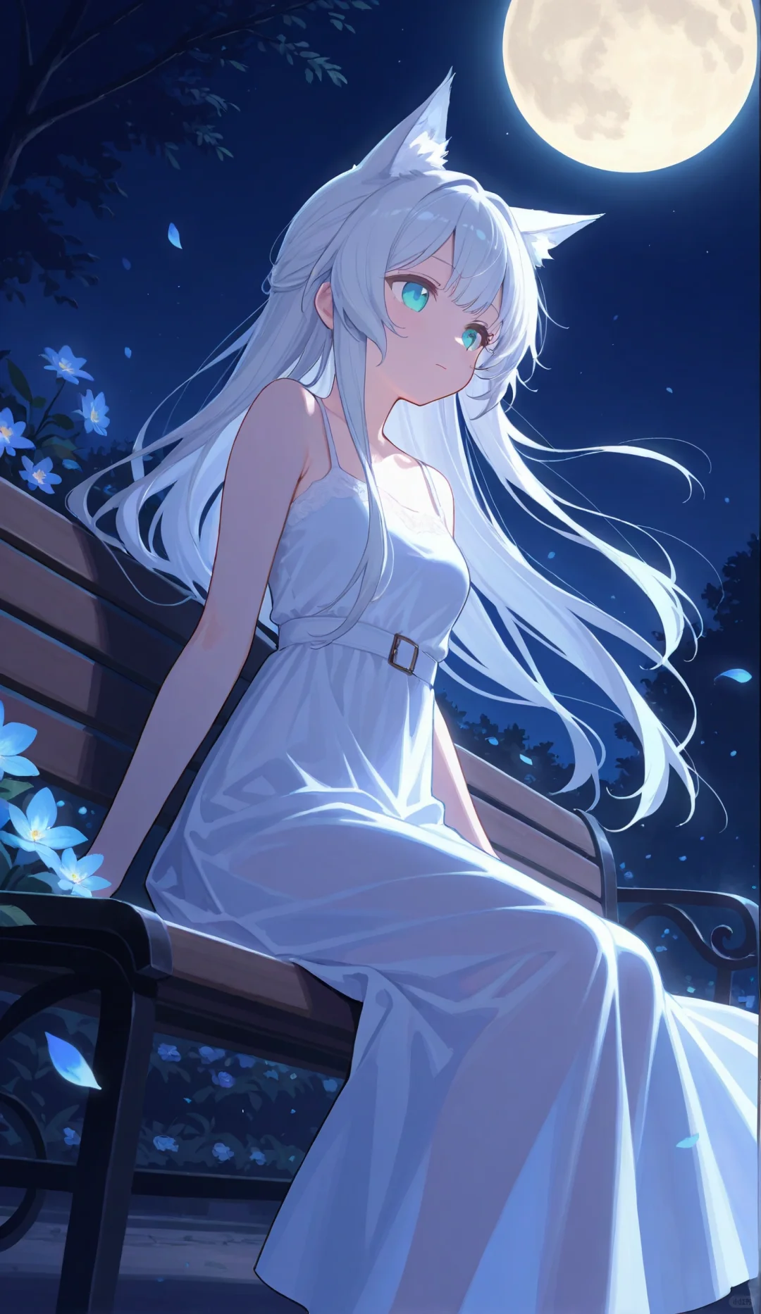 月色下的美少女