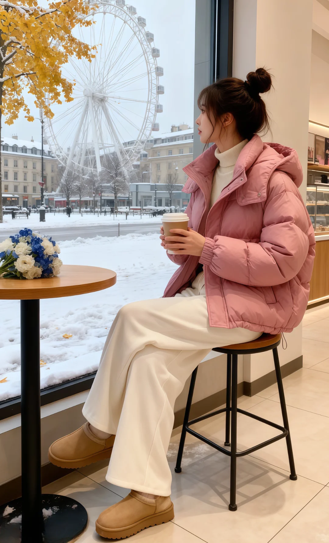 连帽棉服外套