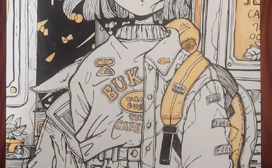 黑白线条女孩