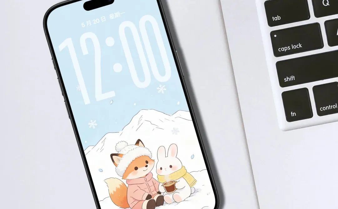 冬日限定壁纸，狐狸和兔兔与雪的治愈约会