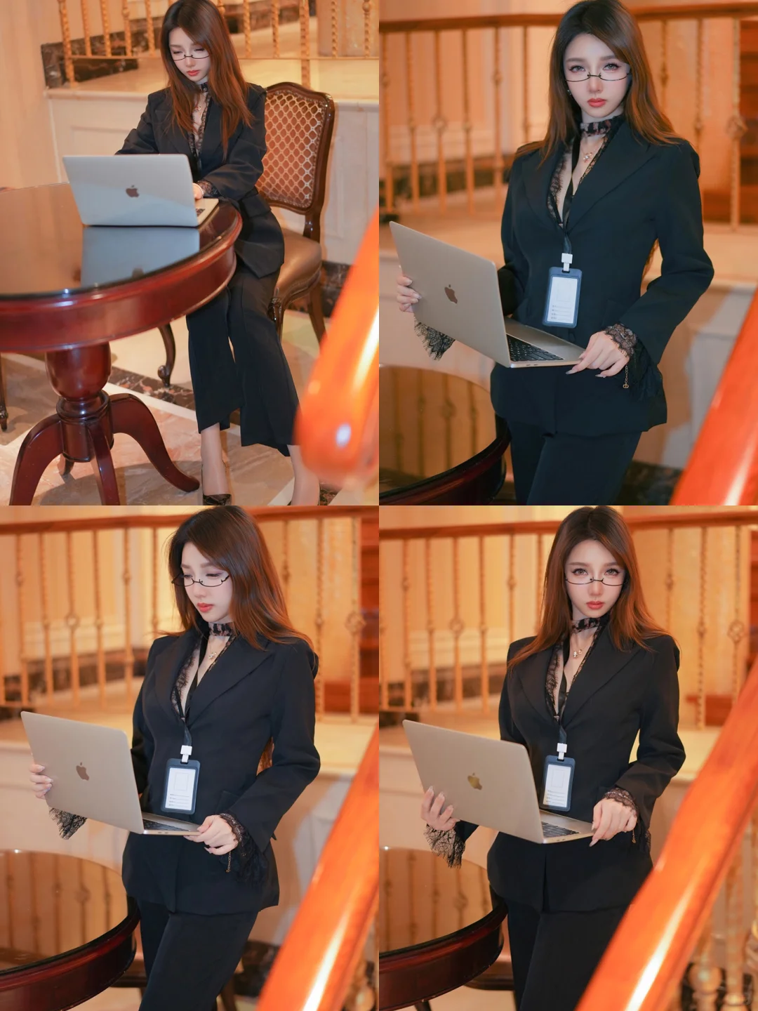 大长腿模特桃桃夭夭性感黑色网袜写真