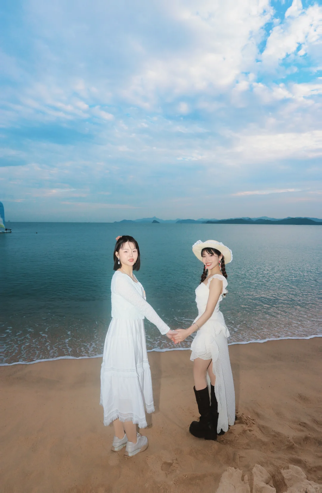 海边拍照动作