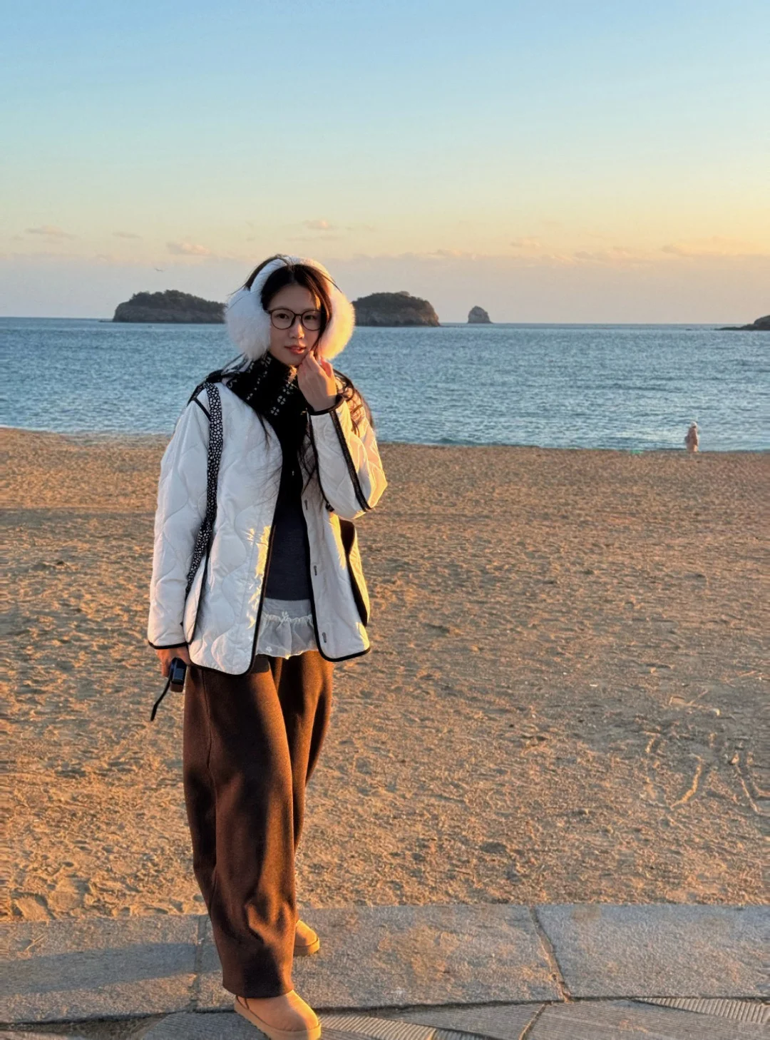 冬天 落日 海边