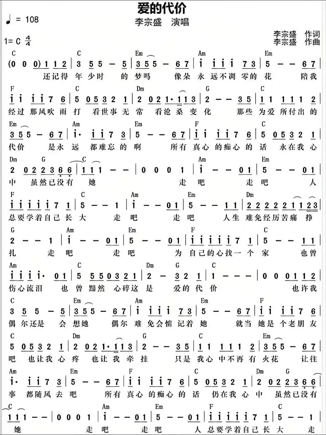 (歌词解读+简谱)这首30年前的老歌《爱的代价》句句扎心,当年你真的听懂了吗?长大才读懂藏在歌里的成长