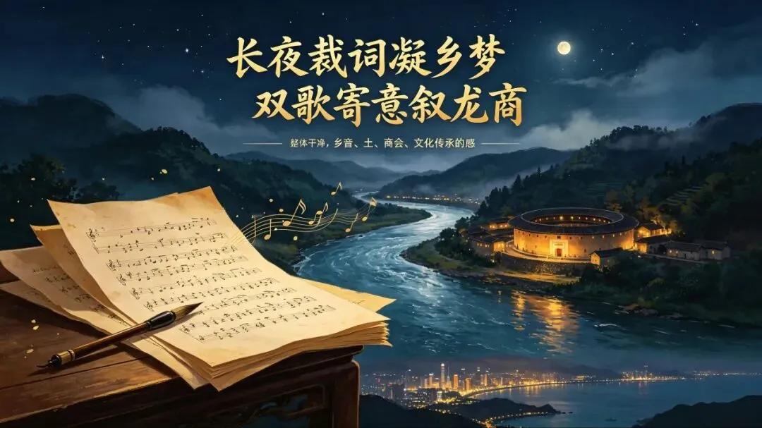 长夜裁词凝乡梦,双歌寄意叙龙商——两首龙商会歌诞生背后,那些汀江奔涌的不眠长夜