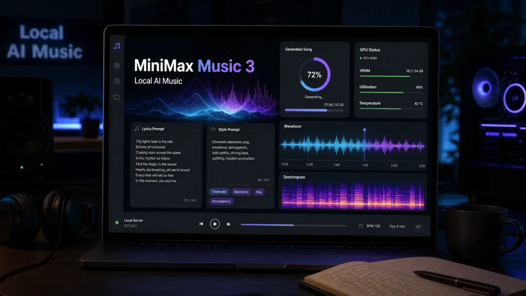 一句歌词,5 分钟生成一首完整歌曲:MiniMax Music 3 开源了,还能本地部署