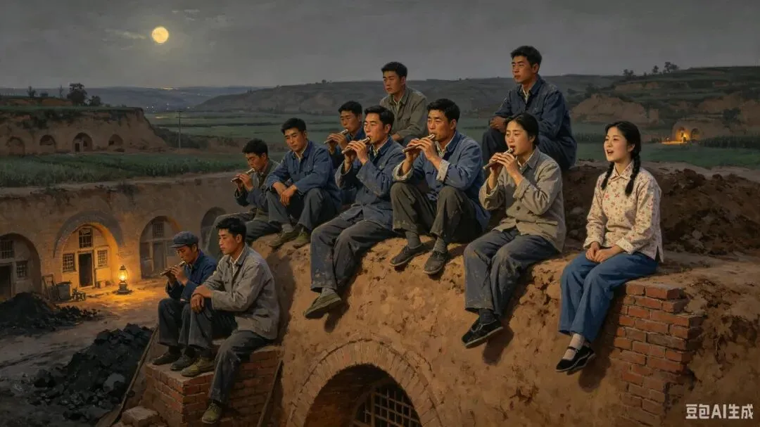 夜晚,男知青用口琴在窑背上吹爱情歌曲,女知青羞涩伴唱,明健讲李世民在他们村娶妻的故事(19