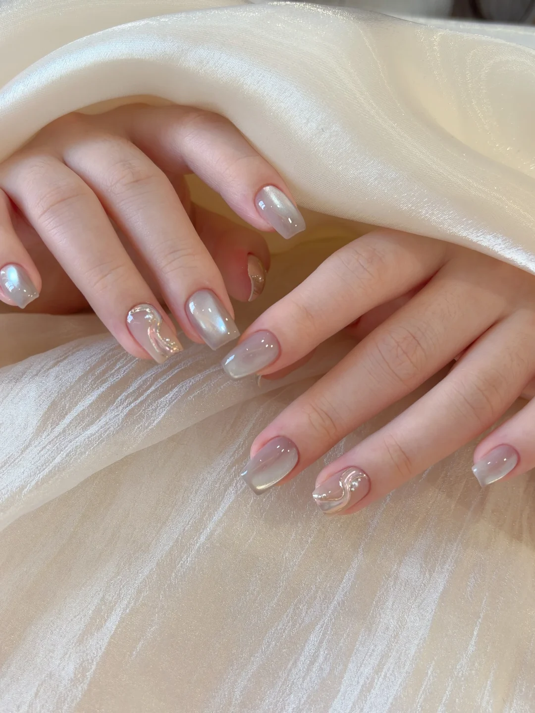 清透感丝带猫眼美甲｜东莞美甲💅
