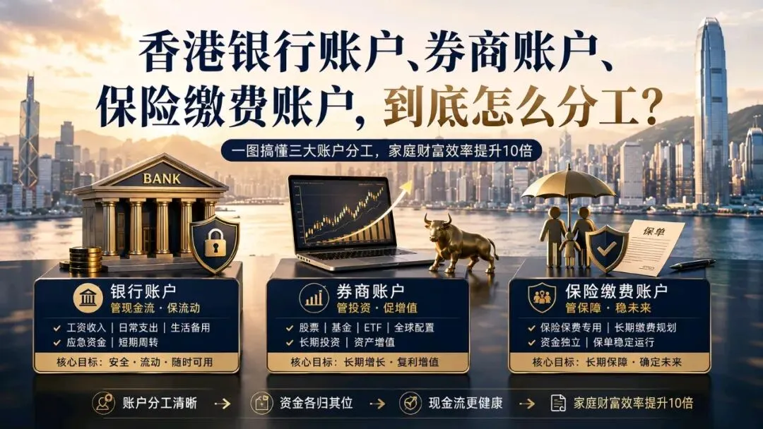 香港银行账户、券商账户、保险缴费账户,到底怎么分工?