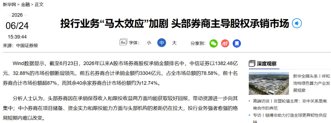 券商一哥单季净利102亿超35家中小机构综合,32%承销份额领跑板块