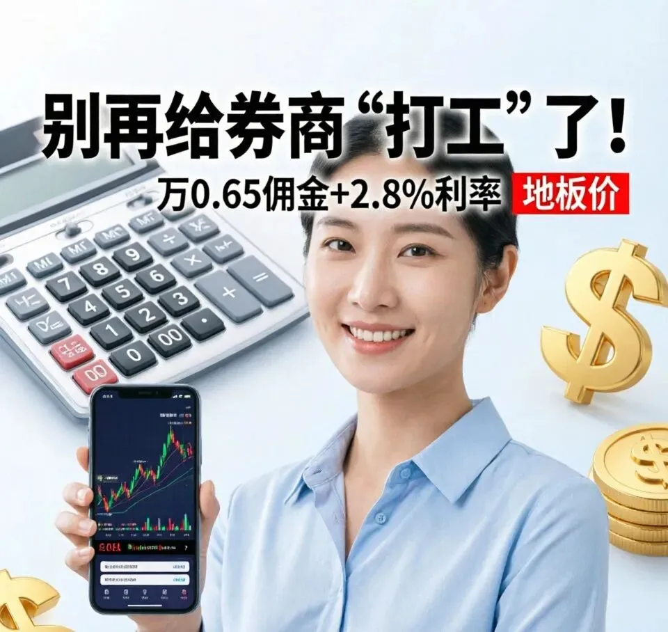别再给券商“打工”了!万0.65佣金+2.8%利率,这波“地板价”福利请锁死!