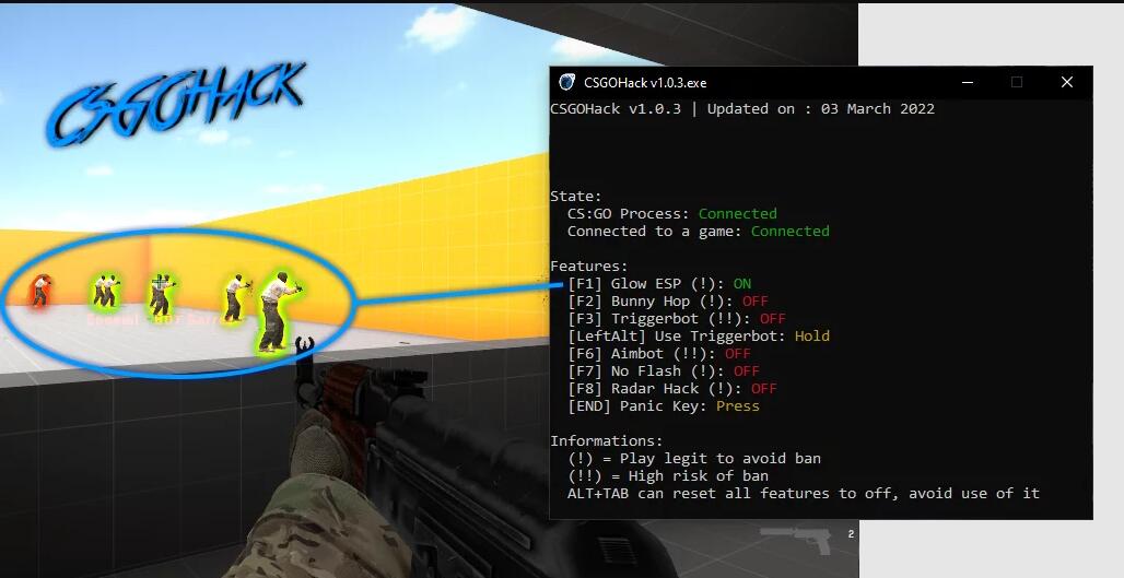CSGOHackV1.23 - 透视丨连跳丨自瞄丨扳机丨6月8日