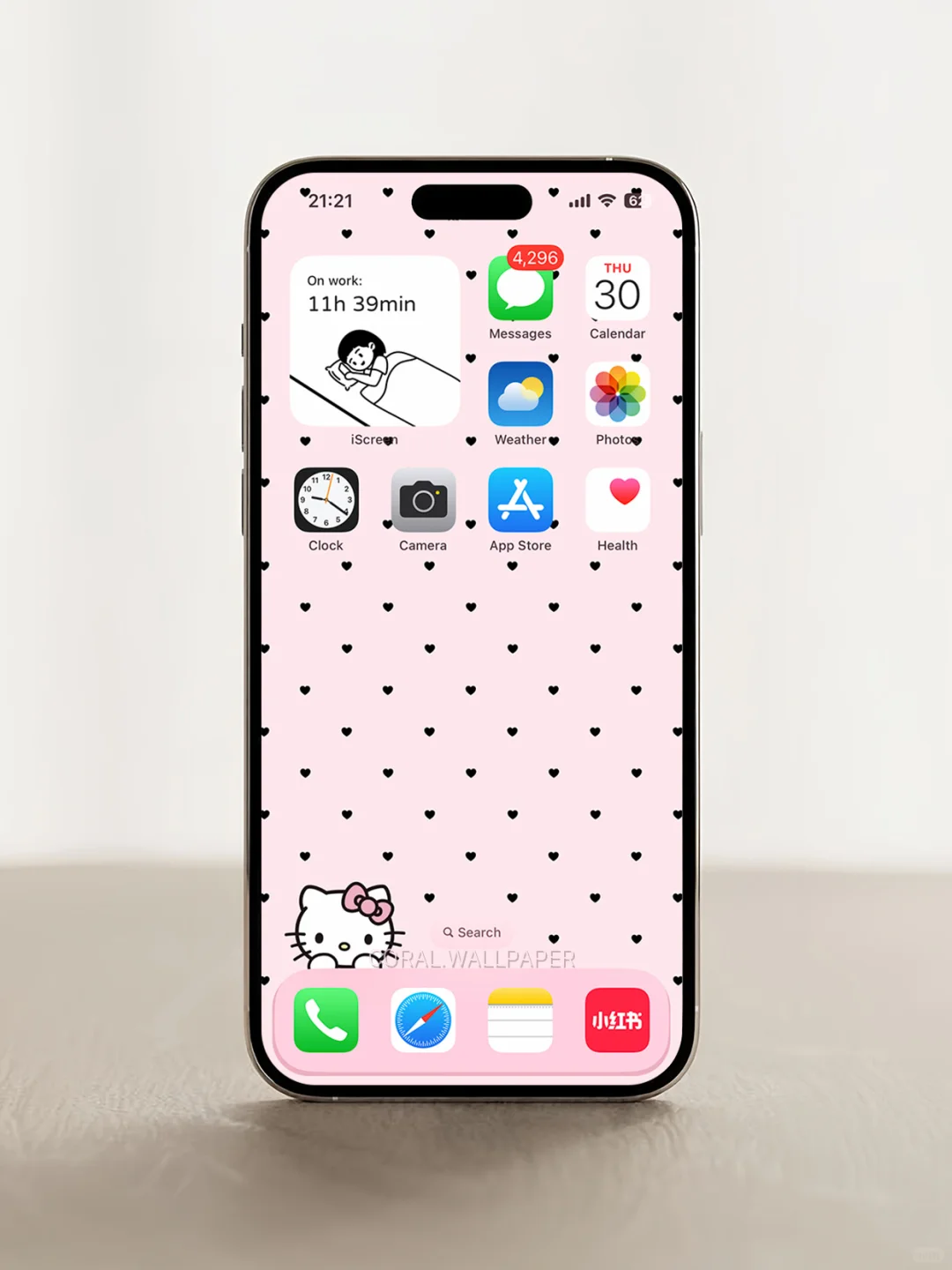 手机壁纸 | ins风爱心kitty | 少女心壁纸