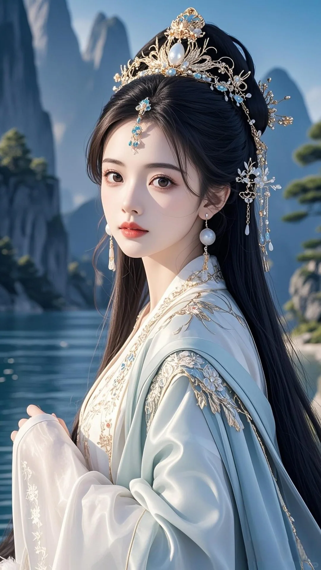 玉簪金钗映雪颜，风华绝代画中仙