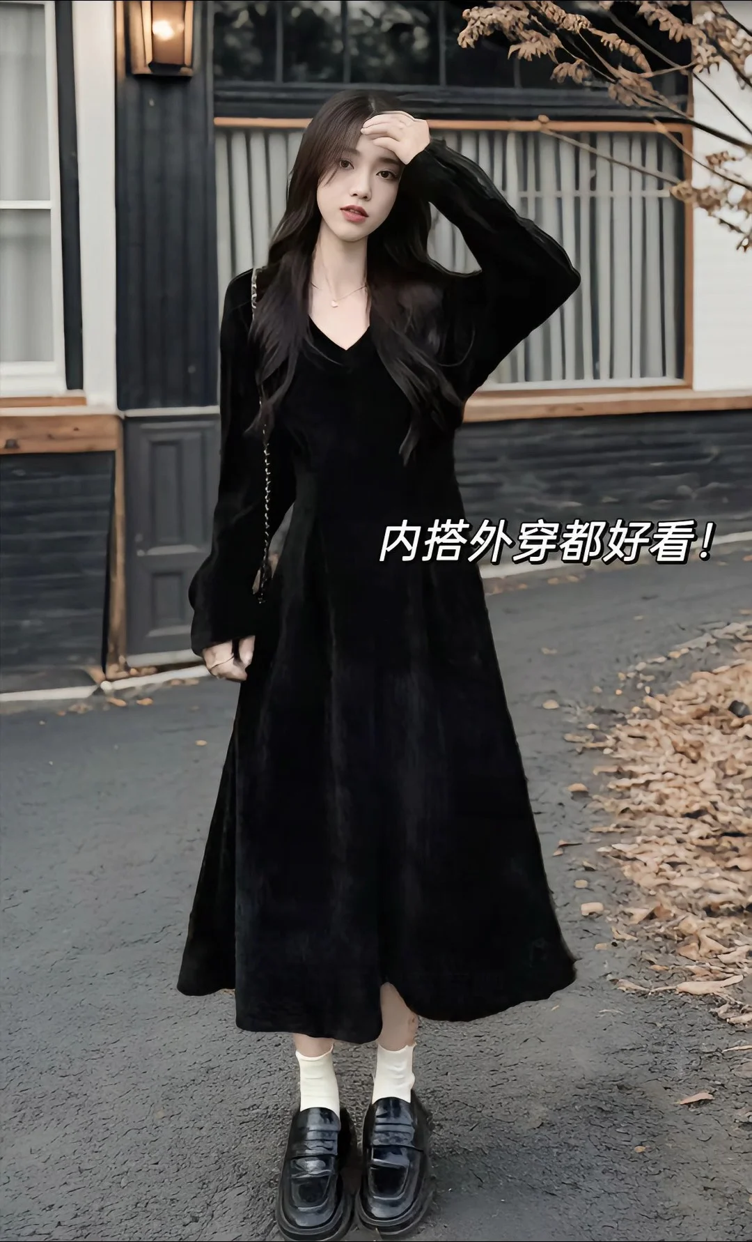 这条连衣裙真的爱了！正肩V领设计，收腰设计