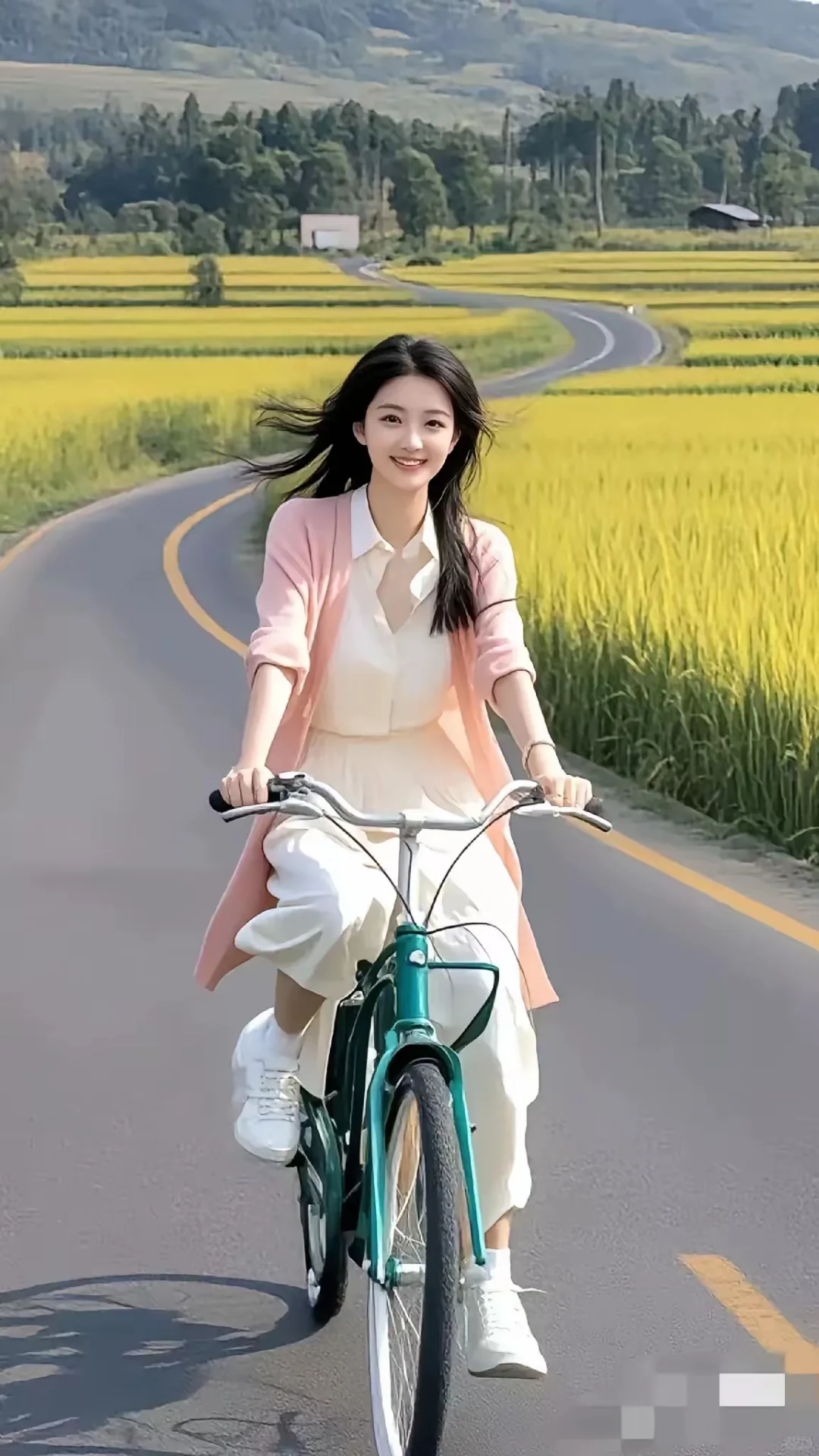 《乡间单车少女：稻田里的诗意时光