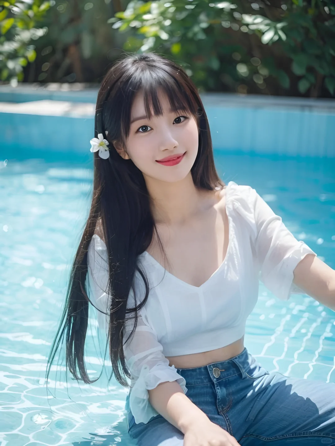 💖夏日泳池边的 AI 写真💖
