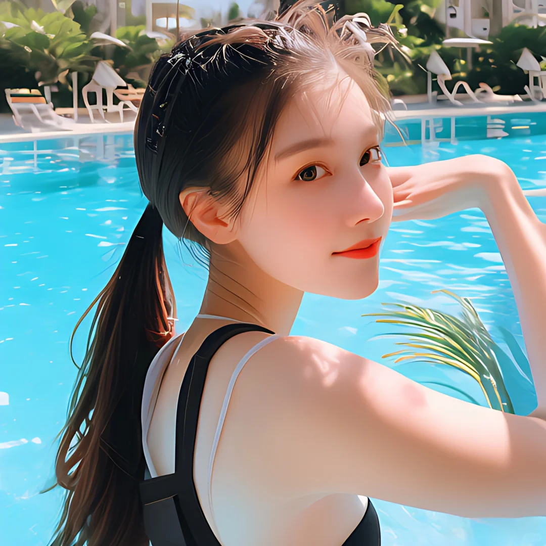 AI美女：水光潋滟，感受夏日的清凉