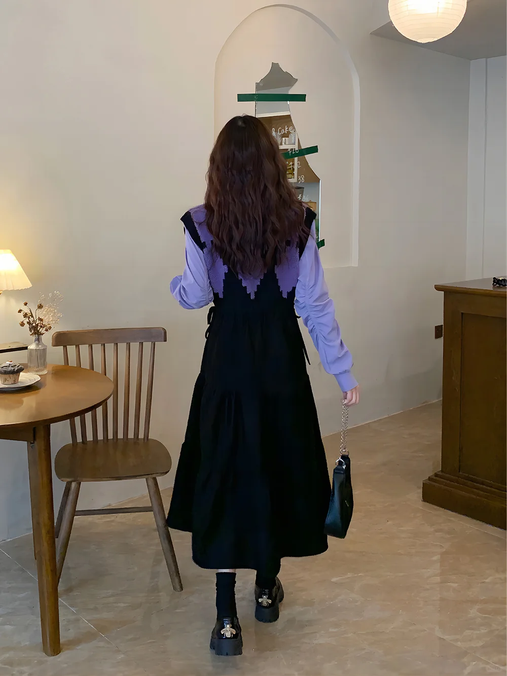 大码法式高级感针织翻领连衣裙女早秋胖mm