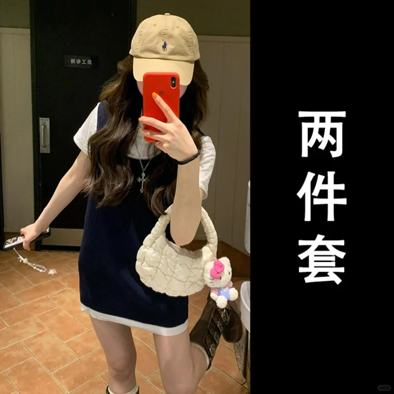 白色娃娃领衬衫连衣裙子女夏季2025新款
