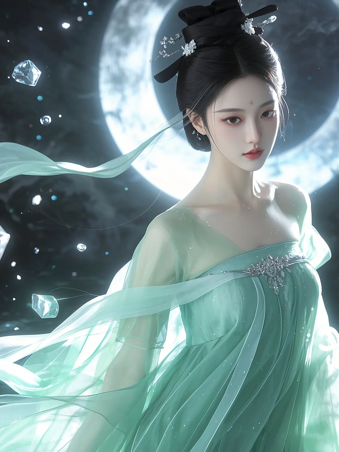 AI美女|🌿 青韵漫染•半卷清新 🌿