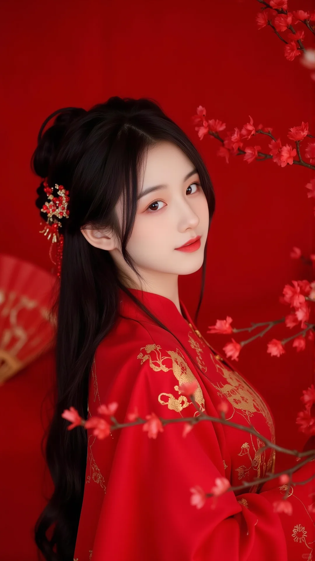 她真的好仙气！红色写真