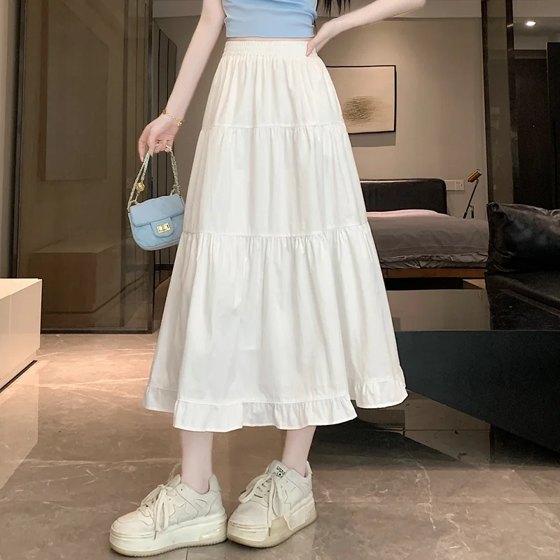 白色半身裙女夏季2025新款春秋法式高腰