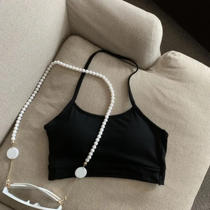 美式辣妹挂脖露背抹胸吊带背心女夏季内搭带
