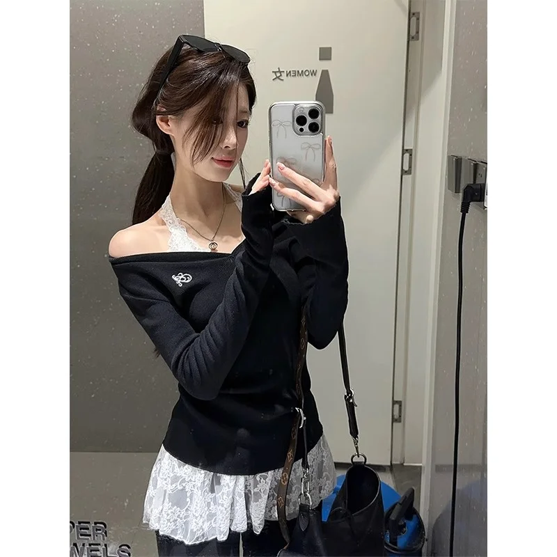 甜辣叠穿👗蕾丝挂脖背心