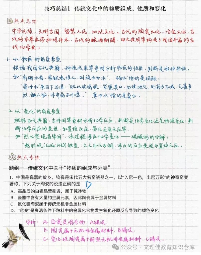 高考化学技巧总结1: 传统文化物质组成、性质和变化 第1张