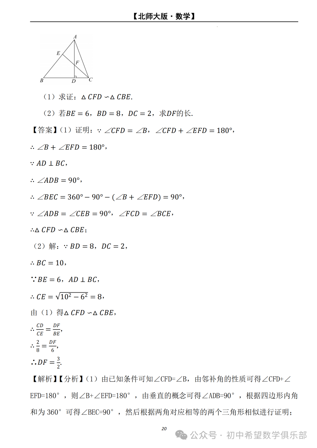 【2024年中考数学.北师大版】二轮复习---相似三角形的判定与性质 (解析) 第21张