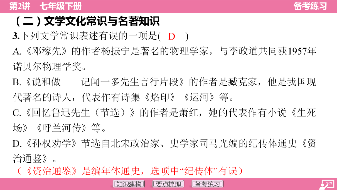 2024年中考语文复习:七年级下册知识要点梳理ppt 第210张