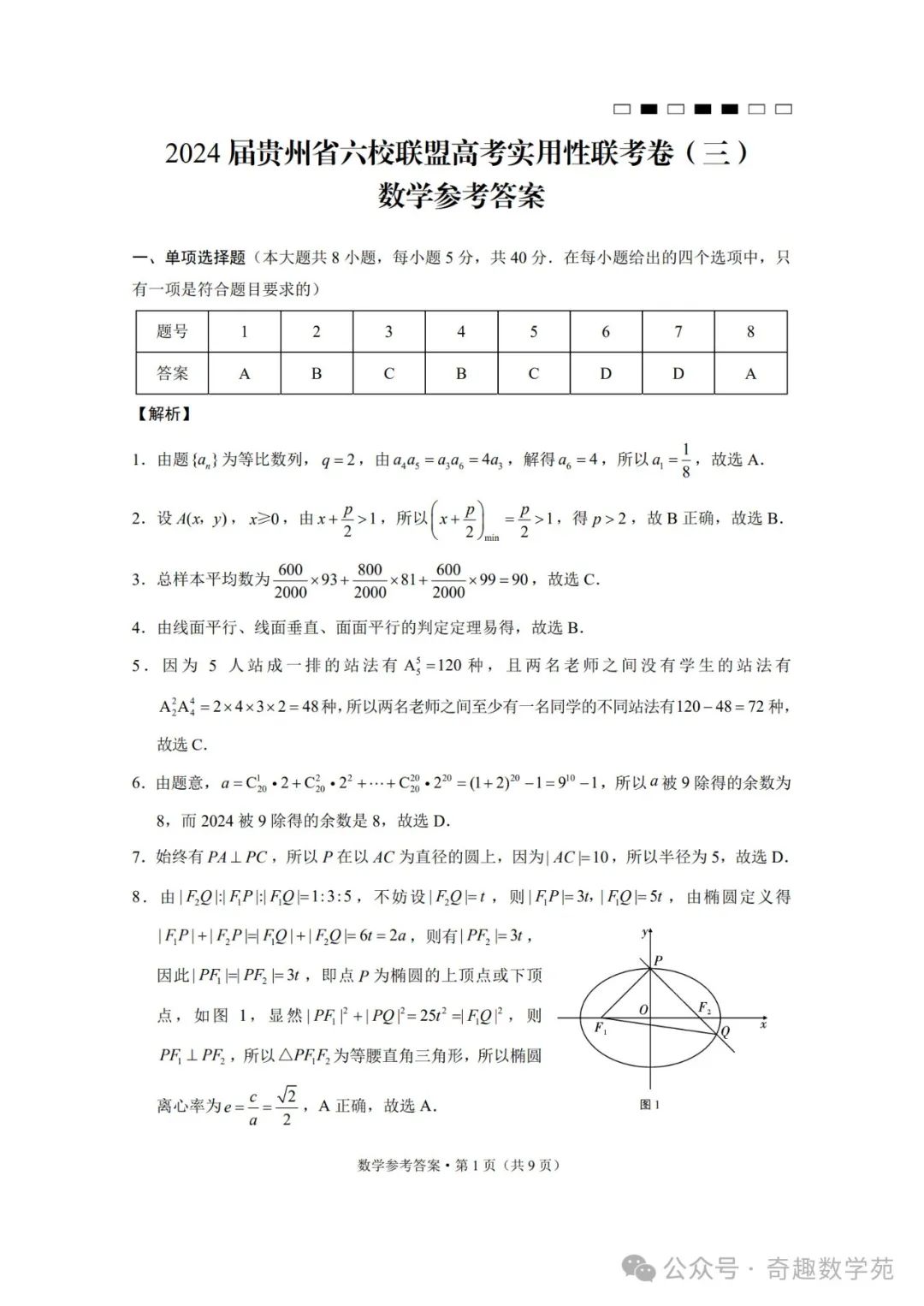 贵州省六校联盟2024届高考实用性联考试题答案(考试时间0318)(新题型第二百零一套) 第5张