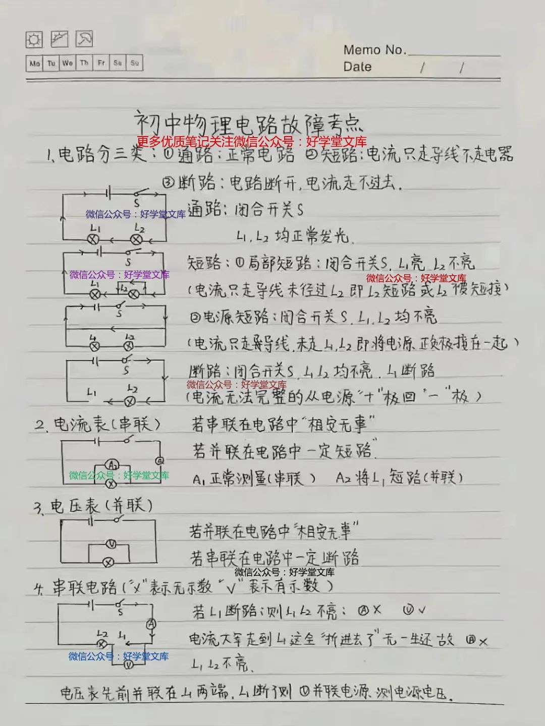 太优秀了!中考物理“电学”重要知识点笔记,能写成这样的孩子真不多见! 第3张