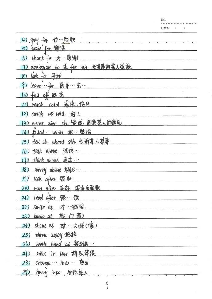 中考状元英语手写笔记:初中英语词汇整理 第10张