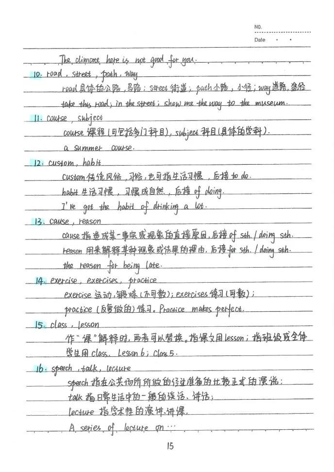 中考状元英语手写笔记:初中英语词汇整理 第16张