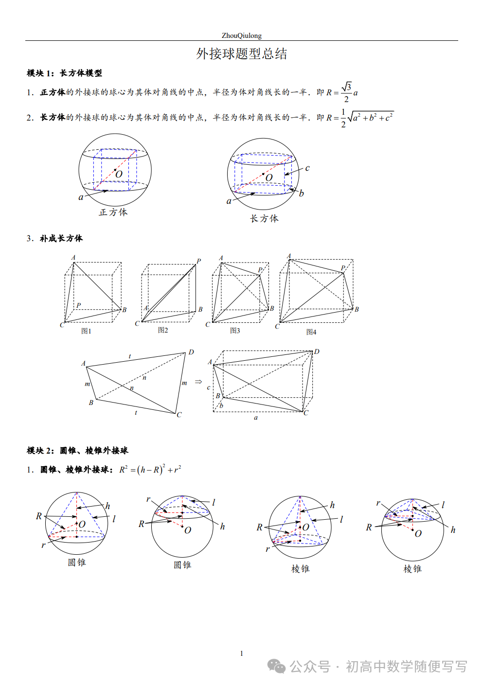 【高考】几何体外接球内切球常见题型总结 第1张 【高考】几何体外接球内切球常见题型总结 第1张