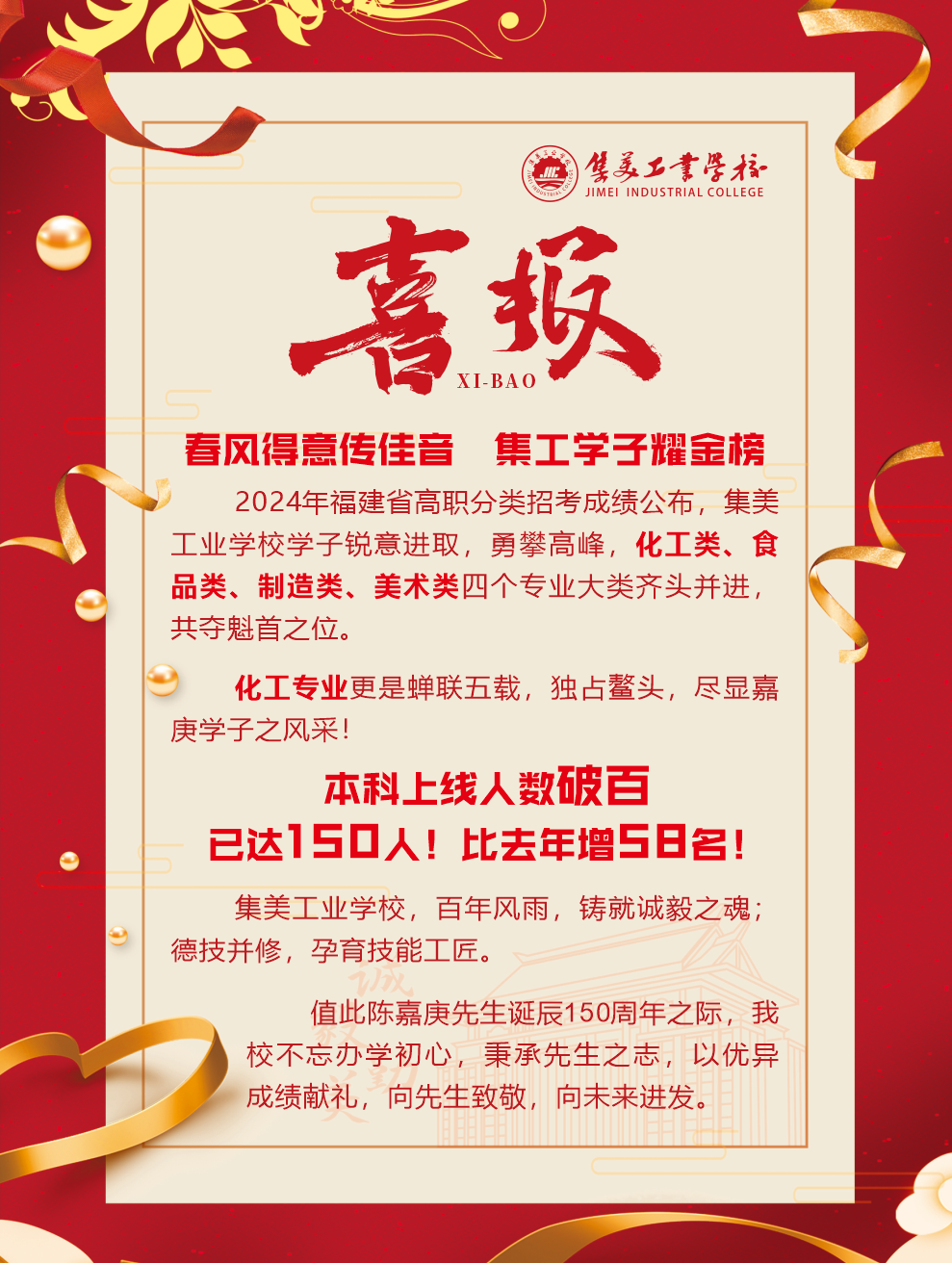 喜报!集美工业学校职教高考勇夺四个全省第一,嘉庚学子锐意进取,捷报频传,勇攀高峰! 第6张