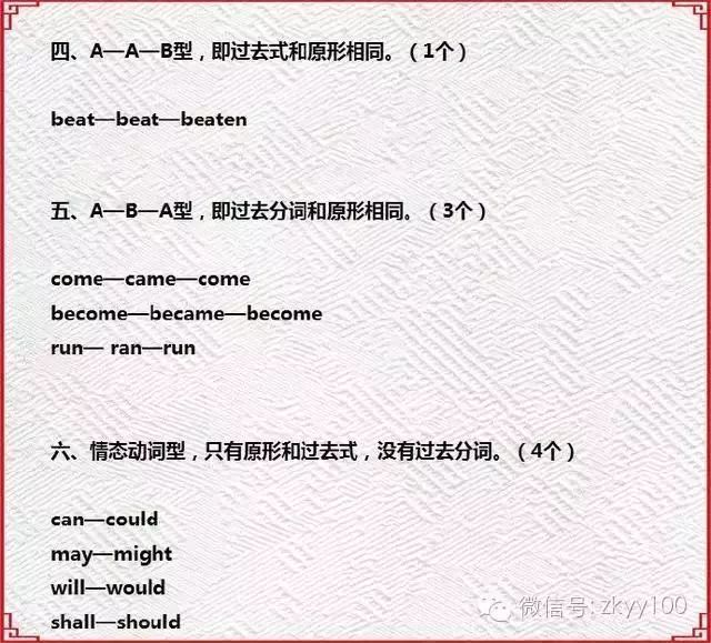 中考英语必考的93个不规则动词变化及其记忆方法 第8张