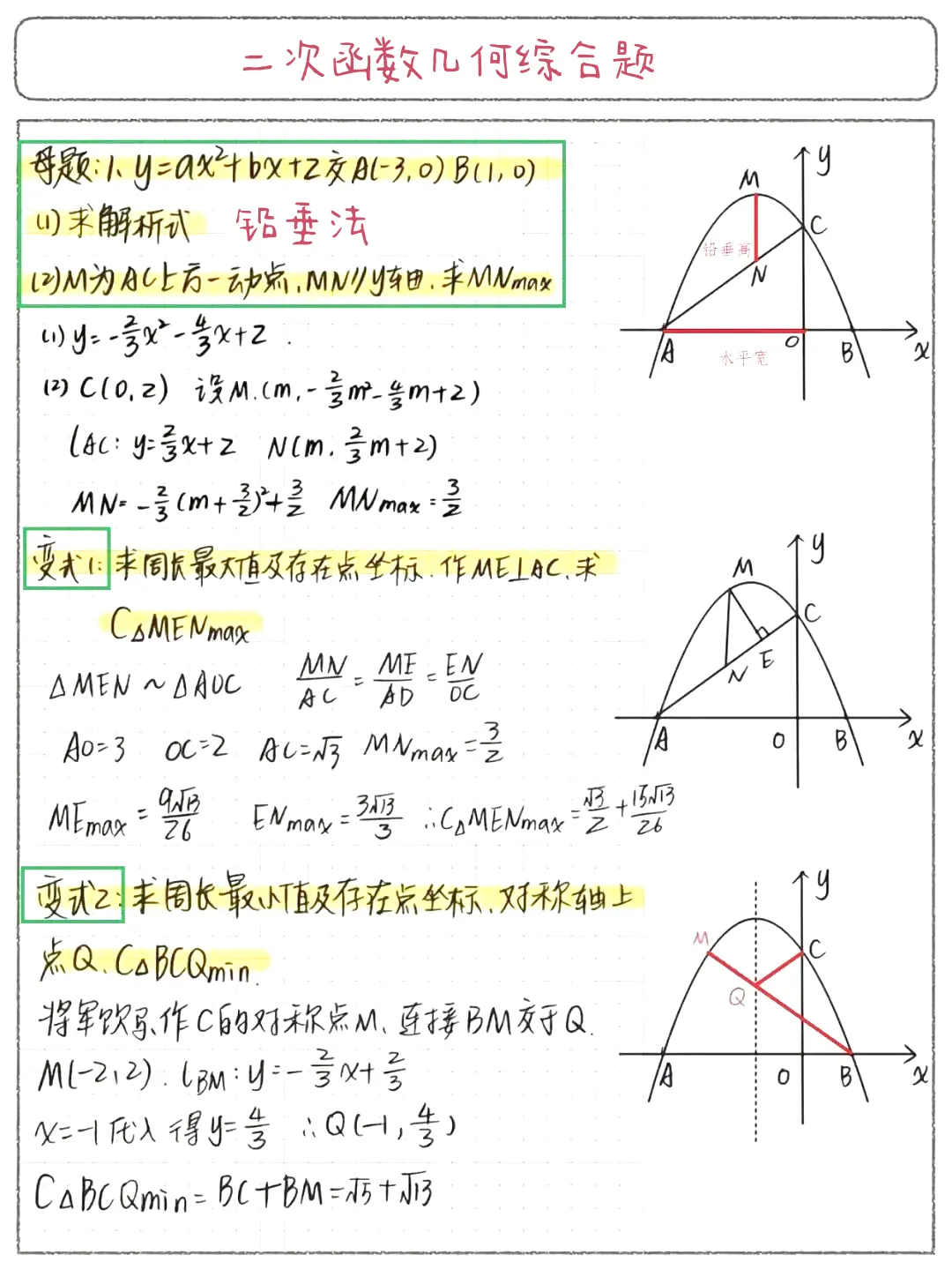 中考数学二次函数几何综合题,考前多练,精准复习! 第1张