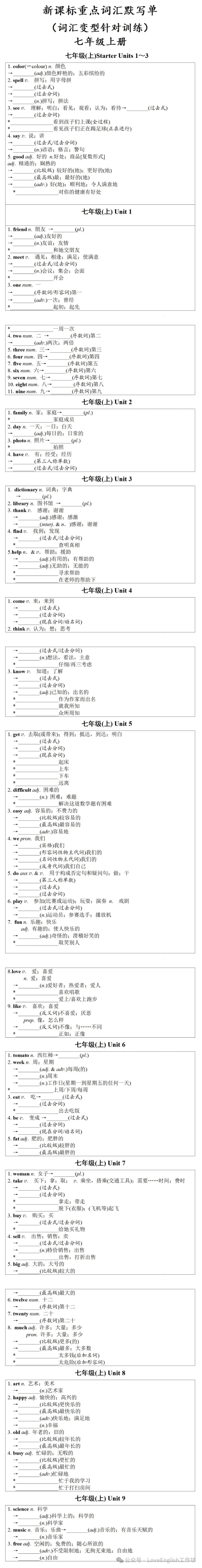 2024中考英语新课标重点词汇默写针对训练 (电子版) 第1张